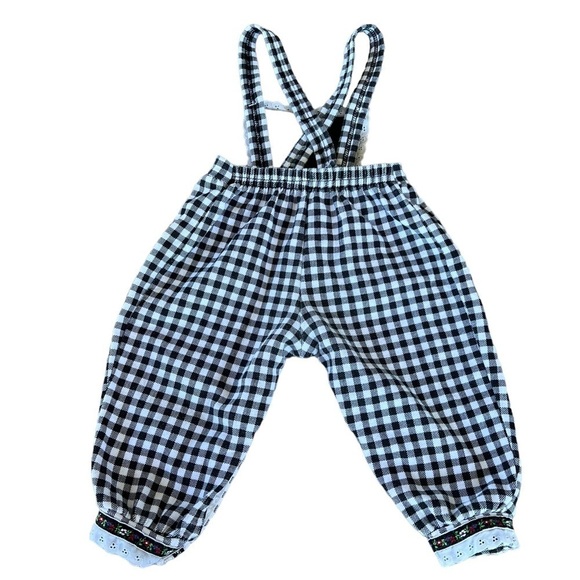 VTG Carter’s Gingham Bib Overall Jumper 18 Mo German Flair Ribbon Lace Fleece - Picture 4 of 16